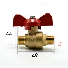 DN8 G 1/" BSP Мужской латунный шаровой клапан для воды, газа, масла Размер порта 9 мм с красной ручкой