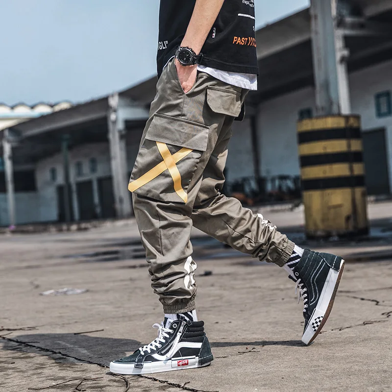 

2019 New Men Cargo Pants Men Big Pocket Streetwear Harem Pants Harajuku Male Hip Hop Joggers Pants LBZ115