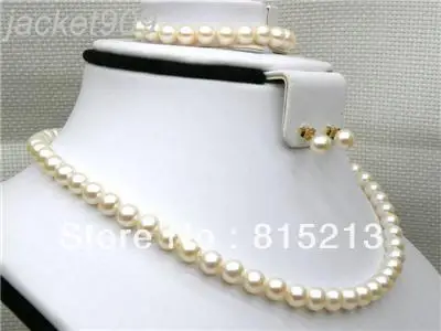 

11 7-7.5mm AAA+ fine round white akoya pearl set 14K soild gold