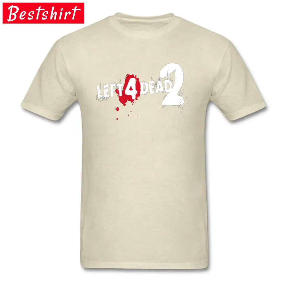 Geek T-Shirt Classic Short Sleeve Design 100% Cotton Fabric Crewneck Young Tees Normal Clothing Shirt NEW YEAR DAY LEFT 4 DEAD 2 LOGO 17539 beige