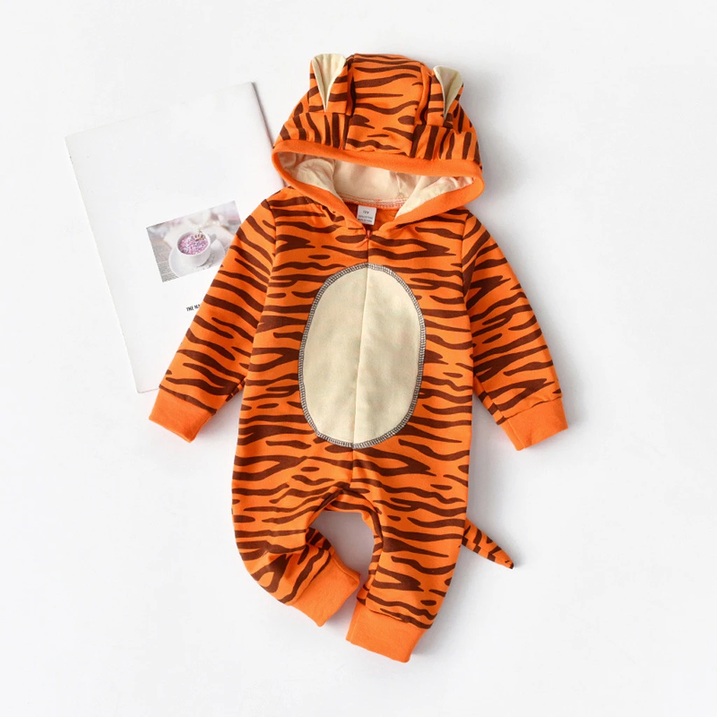 Newborn Infant Baby Girl Boys Cartoon Leopard Print Jumpsuit Romper Soft Clothes