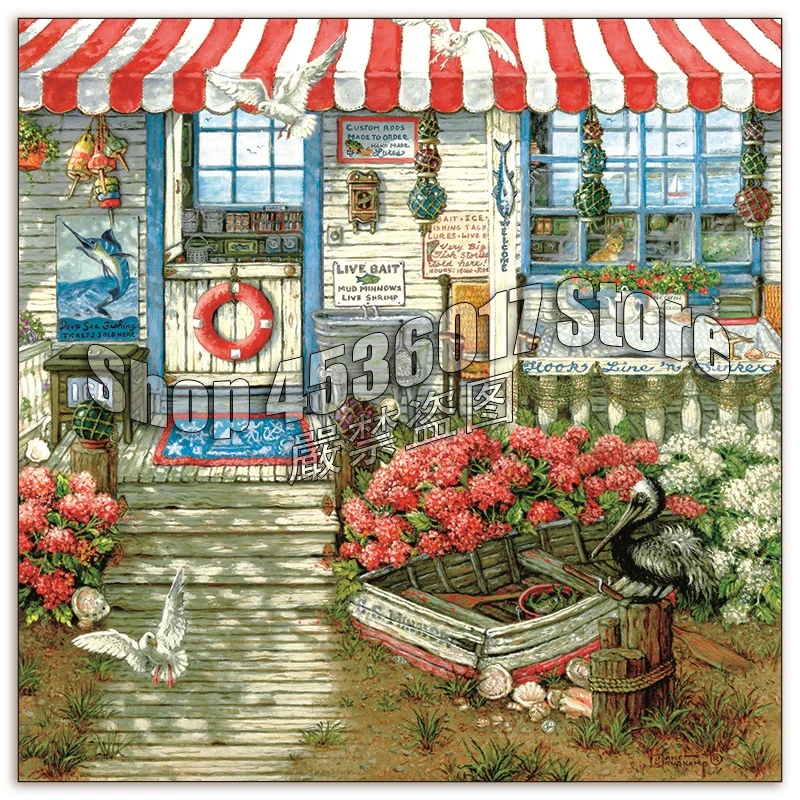 

5D DIY Diamond Painting Hook Line and Sinker Shop flowers Christmas Gift Full Diamond Embroidery Cross Stitch Mosaic Home Decor