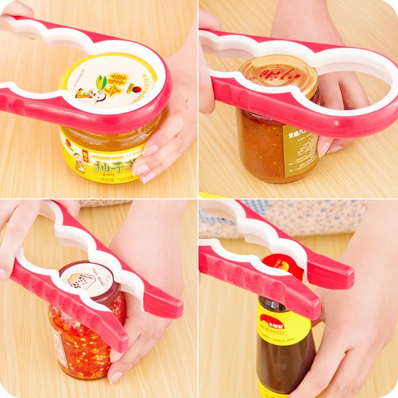 

1Pc Multi Size Rubber Handle Multifunctional Four Unity Simple Anti-skid Thickening Can Opener Kitchen OpenerHome