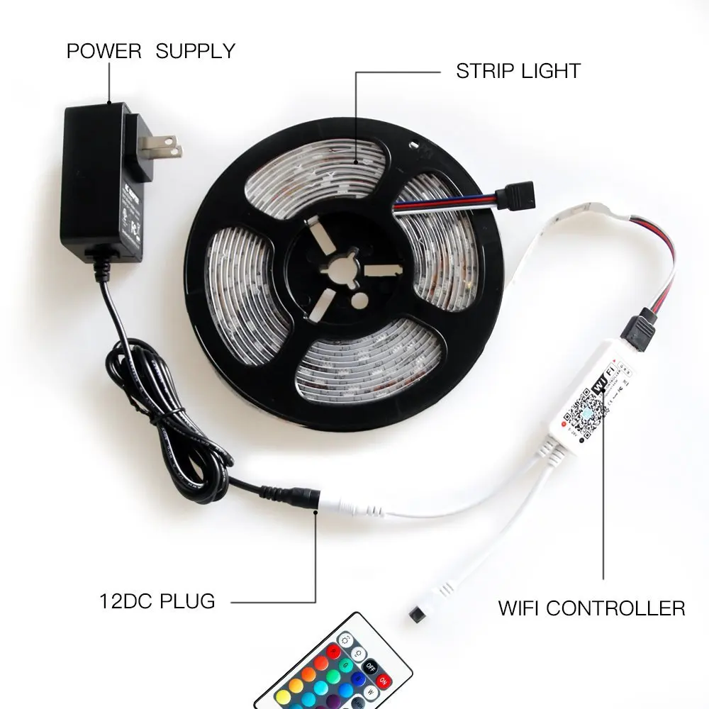 WIfi умная Светодиодная лента 5050RGB 30 светодиодный led S/M контроллер Набор приложение управление СВЕТОДИОДНЫЙ led 16 м цвета водостойкий работает с Amazon Alexa, Goolge Home