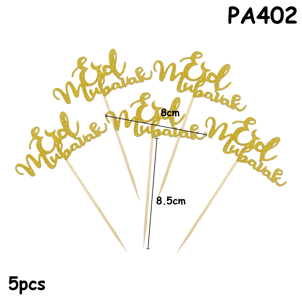 Рамадан Топпер для торта ИД Мубарак Золотая блестящая бумага Топпер для кексов для hajj Mubarak украшения мусульманский ИД выпечки детский душ - Цвет: PA402