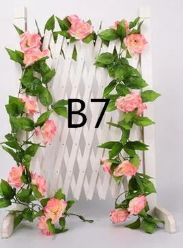 Искусственный цветок розы лозы Свадебный декор роза цветок гирлянда из ротанга садовая подвесная гирлянда - Цвет: B7
