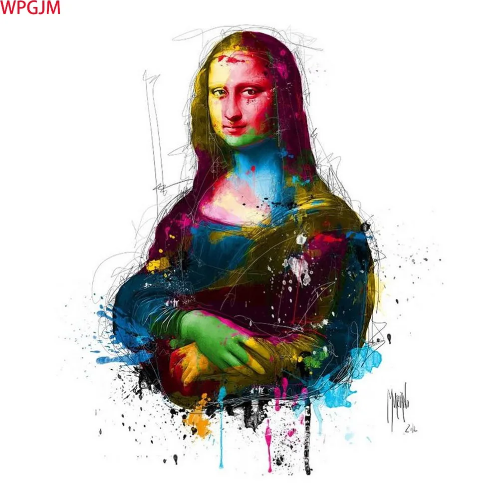 

Mona Lisa Abstract oil Paintings unframed canvas Hand Painted decorative Pictures wall Art canvas Art.