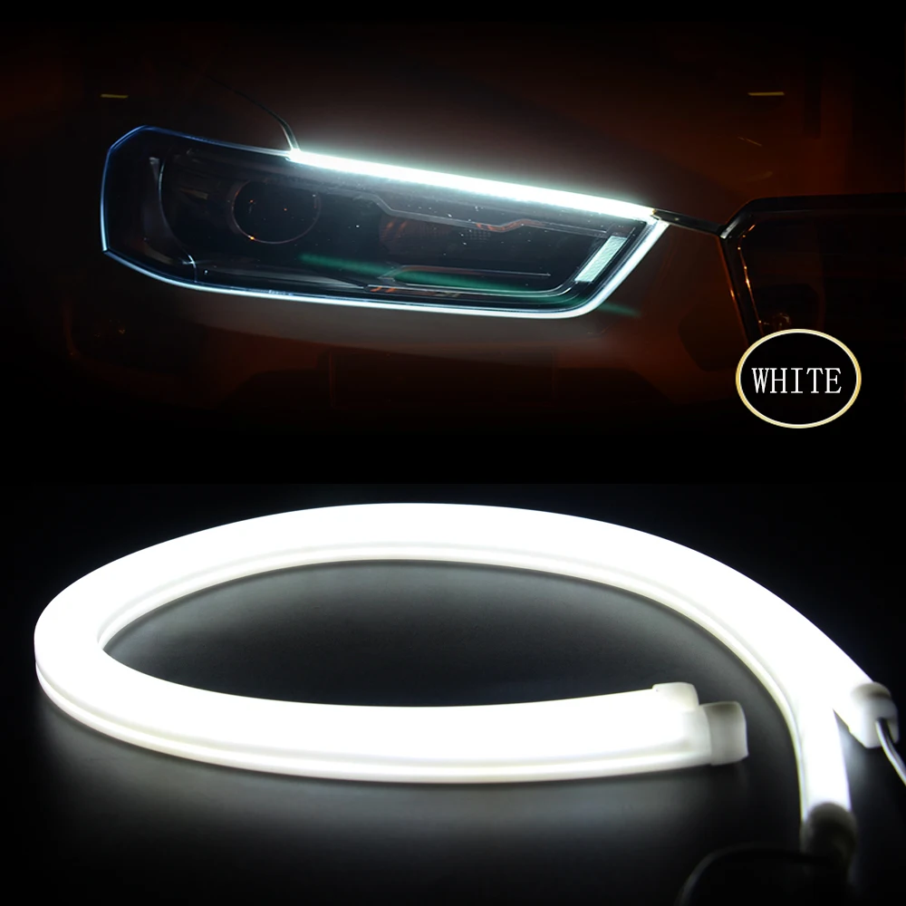 2pcs 60cm Soft Tube Flexible DRL Car Daytime Running Light Angle Eyes