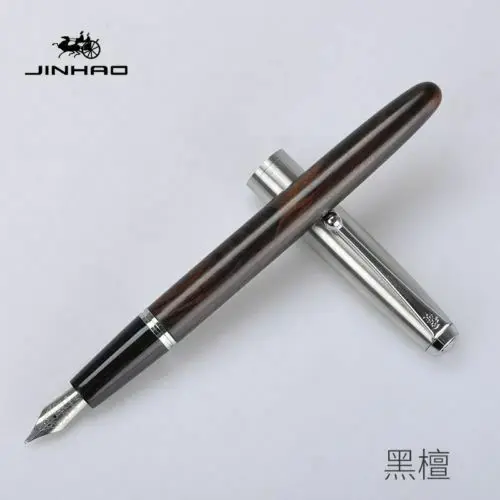 Jinhao 51A акриловая/деревянная авторучка чернильная ручка каллигграфия ручки EF/F/ручной работы сменный наконечник канцелярские принадлежности для офиса и школы - Цвет: Black Wood F