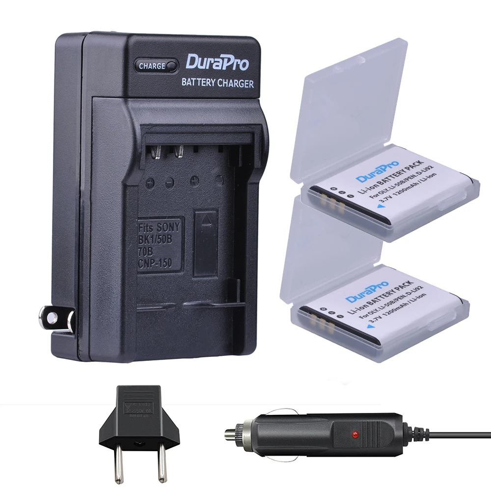 DuraPro 2pc 1200mAh Li 50B D LI92 Li 50B D LI92 Li ion camera Battery Car