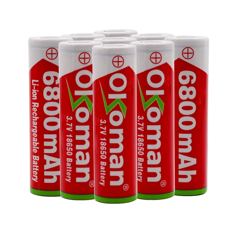 Okoman большая емкость 18650 батарея 6800mAh 3,7 V литий-ионная аккумуляторная батарея для фонарика электрическая игрушка Батарея