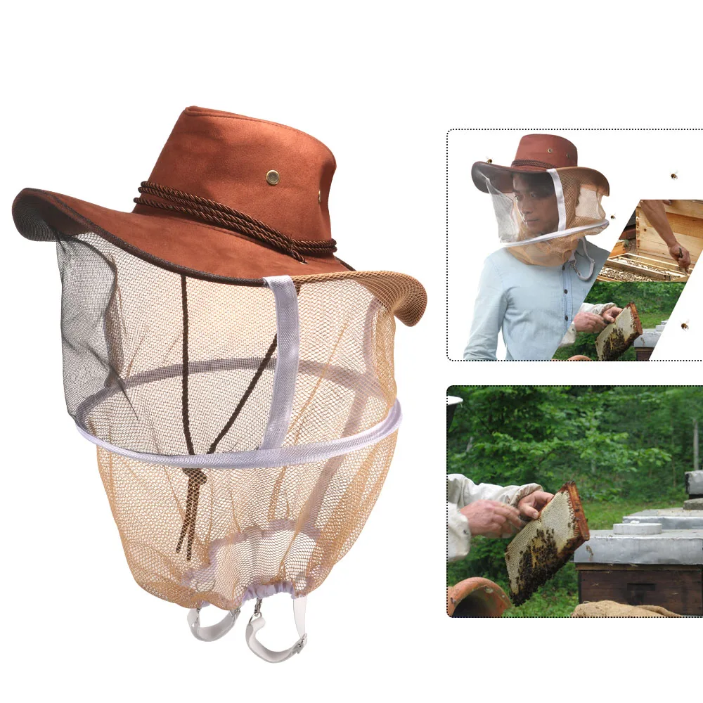 

Professional Beekeeping Hat Beekeeper Cowboy Hat Anti Mosquito Bee Insect Veil Net Hat Full Face Neck Wrap Protector