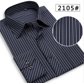Port& Lotus, полосатые и клетчатые мужские рубашки, деловая повседневная одежда с отложным воротником, Bllue, коричневый, серый, белый, 019-1 - Цвет: 2105