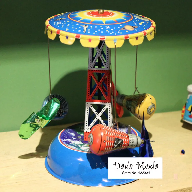 Gemini Space Ship Tin Toy Windup Carousel Rocket 