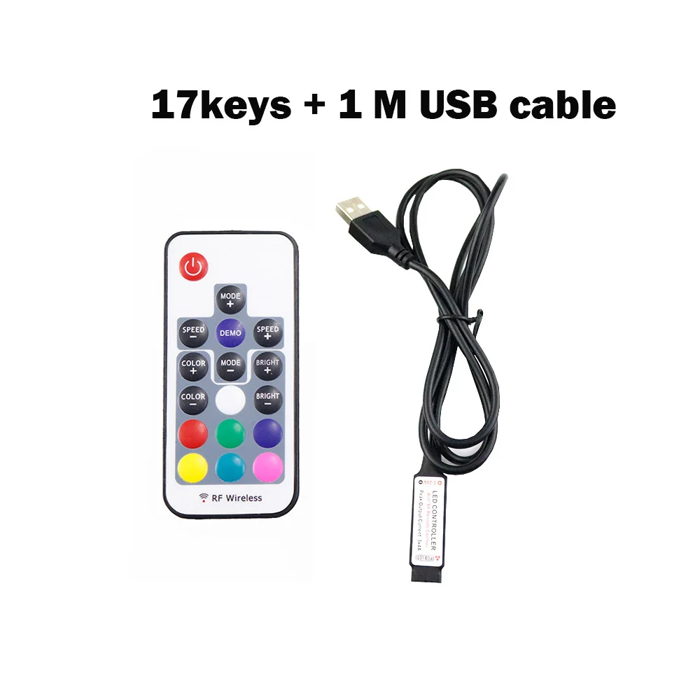 0,5 м 1 м 3 м 5 в светодиодный контроллер USB RGB 17key 12A RF беспроводной мини пульт дистанционного управления для rgb SMD 3528 5050 светодиодный ленточный осветительный прибор