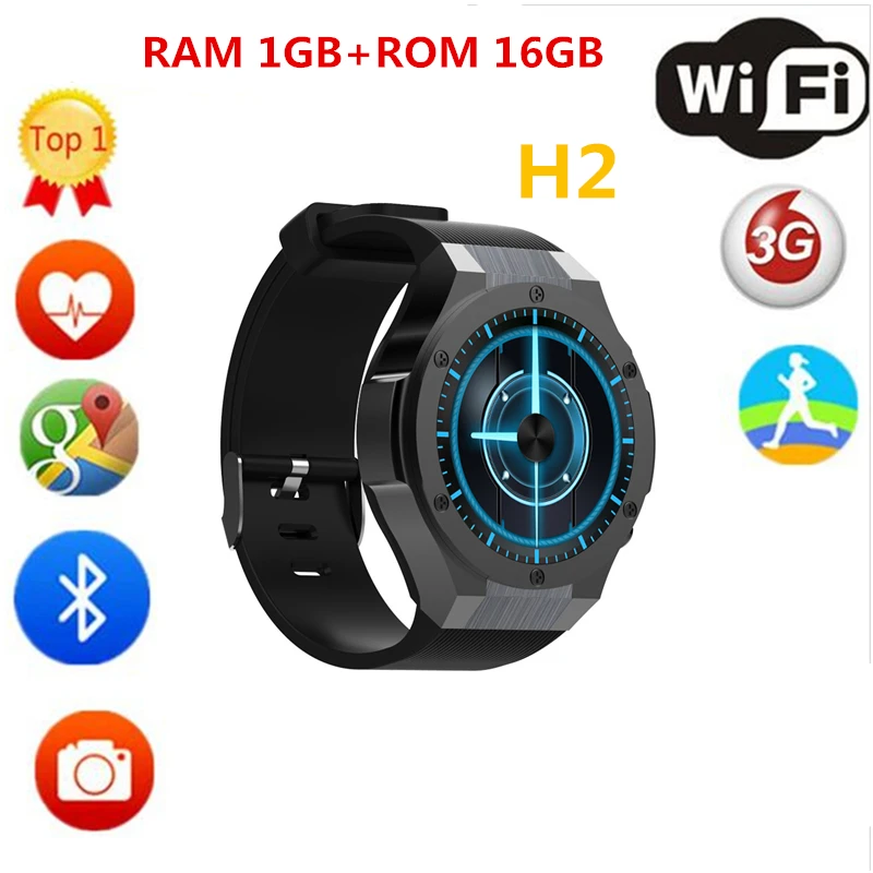 H2 IP68 Waterproof Smart Watch MTK6572 1.39inch 400*400 GPS Wifi 3G Heart Rate Monitor 16GB+1GB For Android IOS 5.0M Camera 500W |
