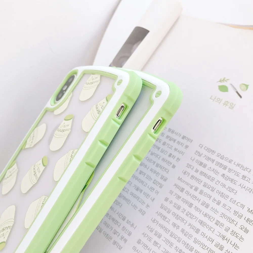 Case For iPhone Xr X Xs Max Cover Korean Lovely Banana Milk Transparent Shockproof Hybrid Cases For iPhone 8 7 Plus 6S Plus Case (9)