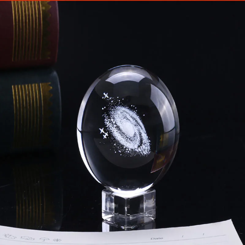 1pc 3d Solar System Crystal Ball Planets Glass Ball Base