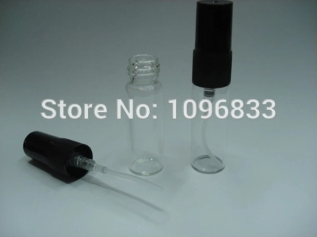 

2ML 2CC Glass Perfume Bottle, Small parfum Vial, Black Spray Atomizer, Perfume Sample Tester Bottle, Glass Atomizer, 100pcs/Lot