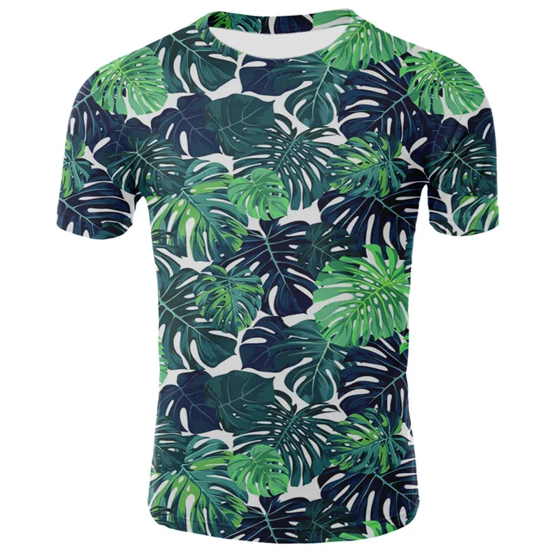 3D футболка с растением, Мужская футболка с коротким рукавом и круглым воротником с изображением зебры, Мужские Женские топы, футболки с зелеными листьями и цветами, повседневные футболки - Цвет: 4