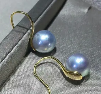 

free shipping charming 9-10mm Freshwater dangle white pearl earring 925silver