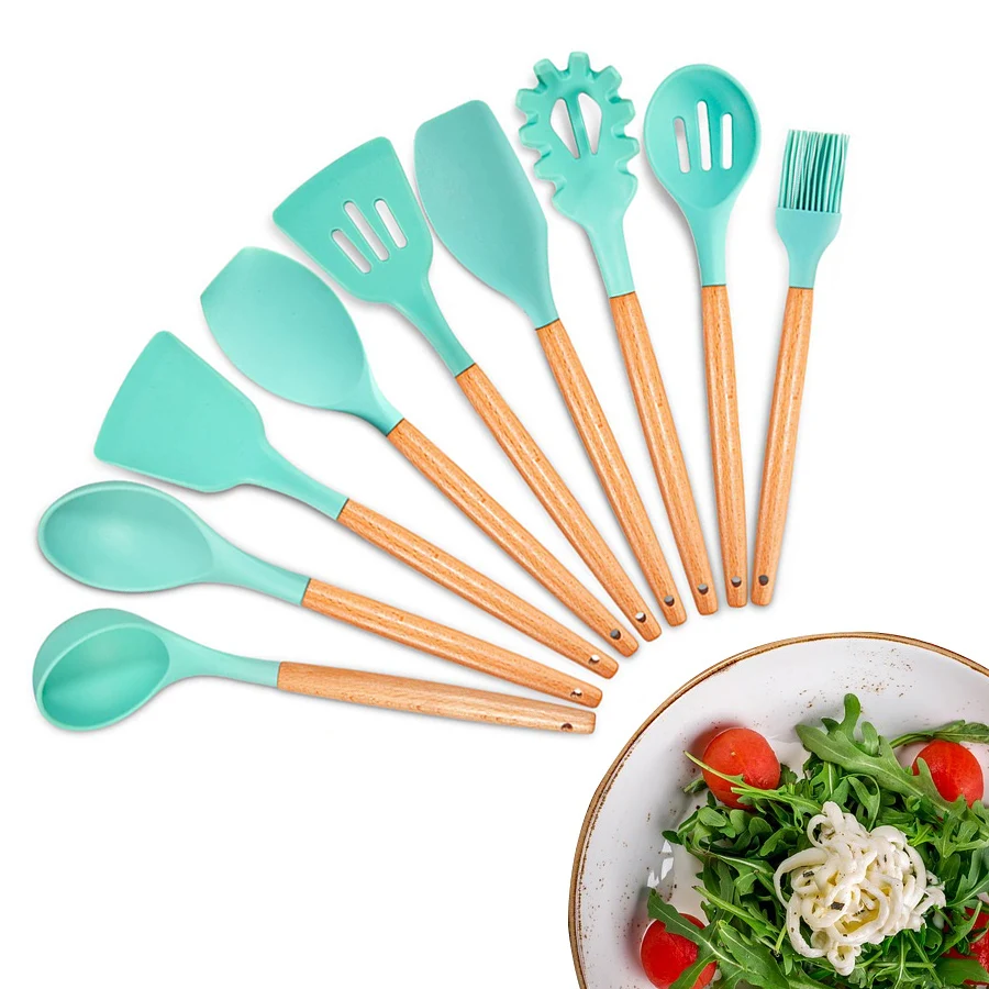 Silicone Cooking Utensils Kitchen Utensils, Acacia Wooden Cooking Tool for Nonstick Cookware - Best Kitchen Gadgets Silicone Cooking Utensils Kitchen Utensils, Acacia Wooden Cooking Tool for Nonstick Cookware - Best Kitchen Gadgets