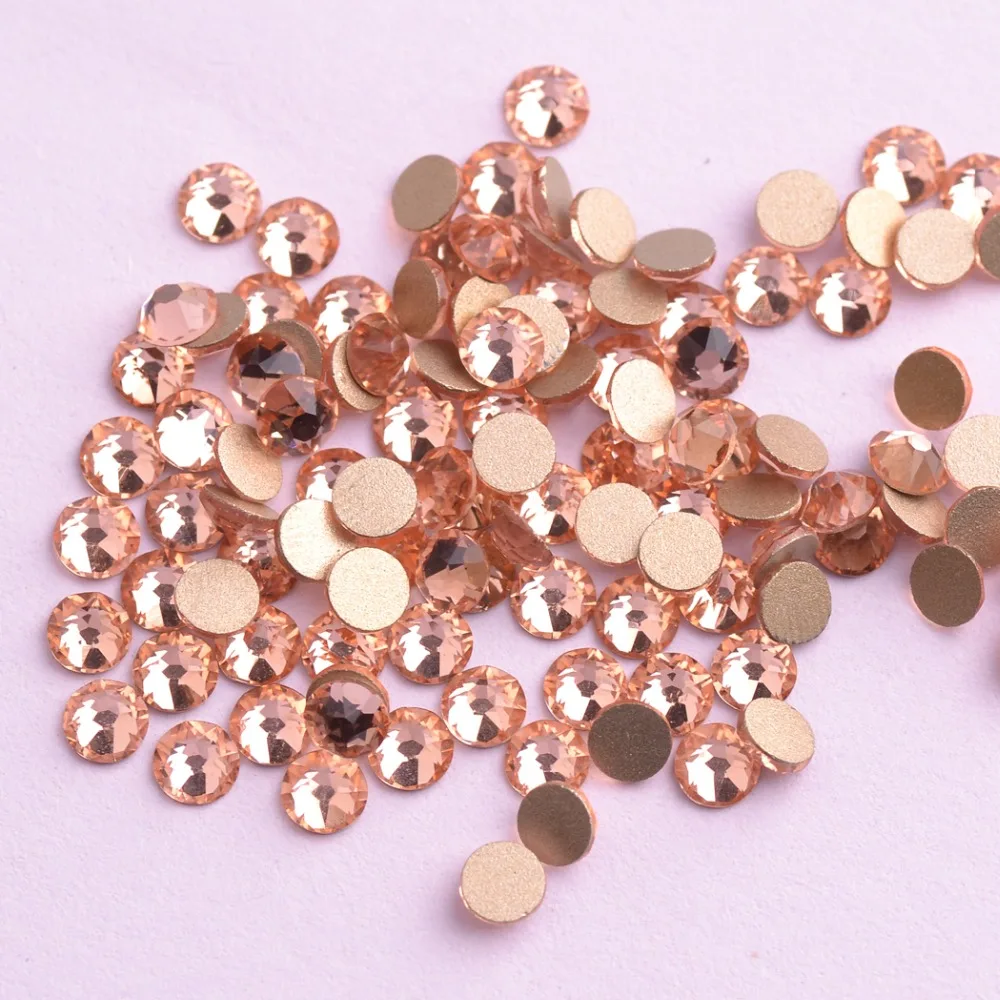 

New 2088 Cut light peach champagne Non hotfix 16 facets 8+8 Nail Art Rhinestones Golden Base for Nails & Phone Case The Best