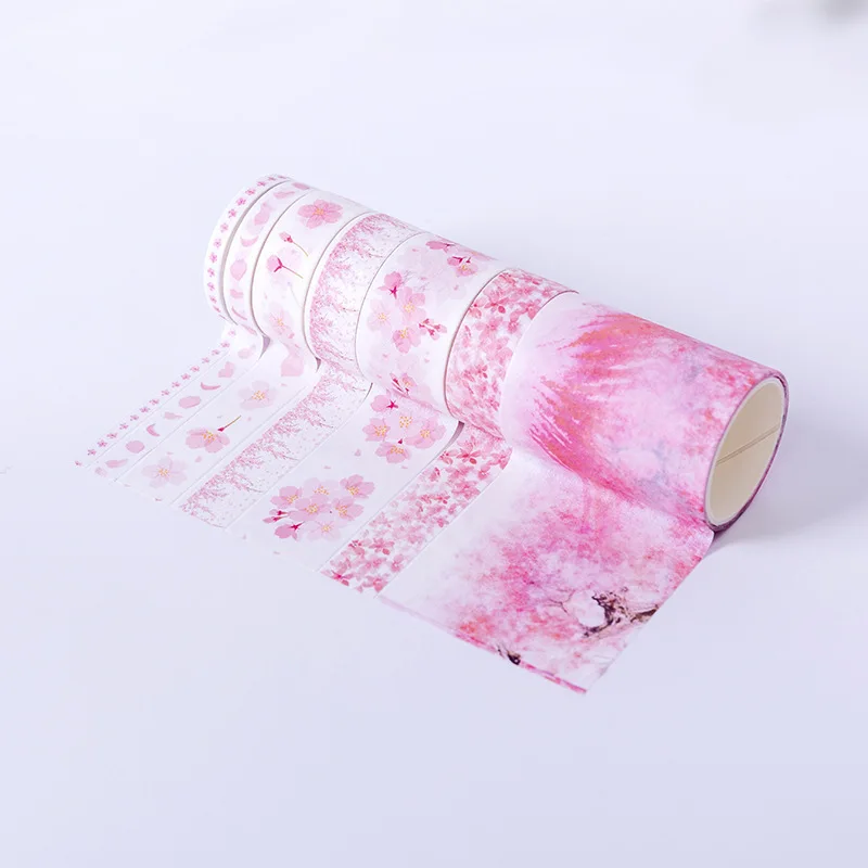 Cherry Blossom 7 шт./компл. основные красочная Липкая лента DIY лента Washi Тетрадь средство для планирования украшения Стикеры Творческий школьные канцелярские принадлежности - Цвет: Cherry Blossom