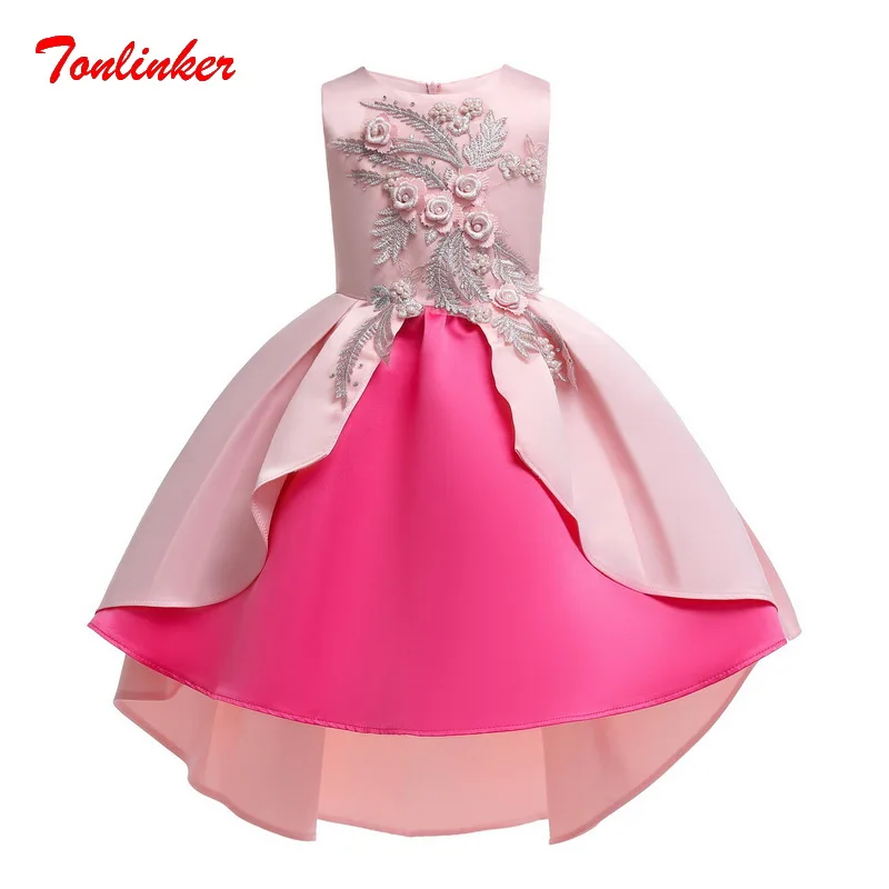 

Summer Girls Embroidery Flower Princess Dress Children Tutu Children Clothing Kids Dresses Girls Princess Wedding Gown