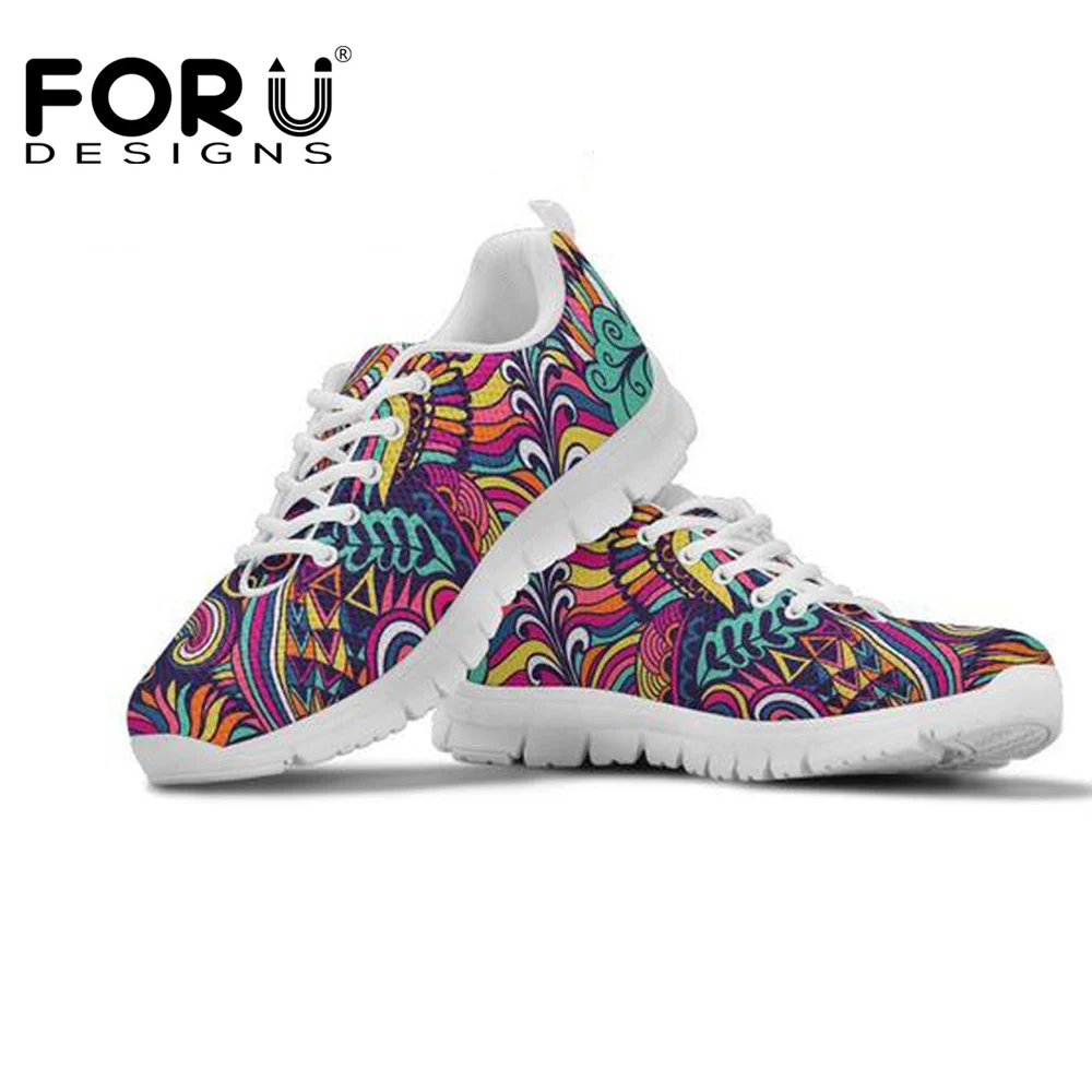 

FORUDESIGNS Fashion Women Shoes Vivid Psychedelic Art Printed Casual Women's Sneakers Flats Women Comfortable Mesh Zapatos Mujer