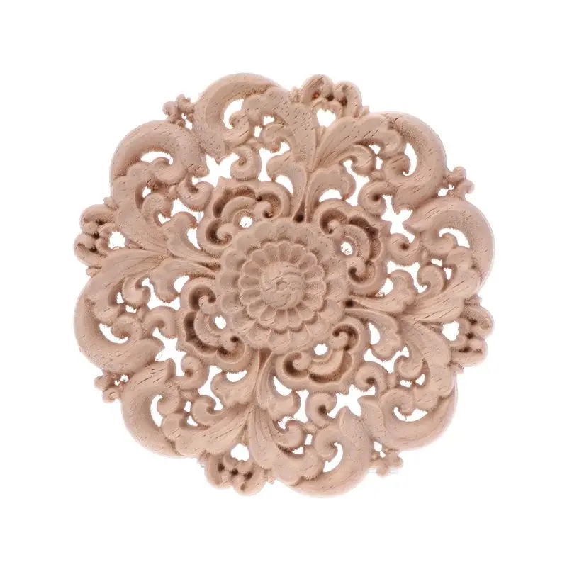 

Natural Wood Carved Flower Corner Onlay Applique Frame Cupboard Cabinet Drawer Decal Home Furniture Decor Craft