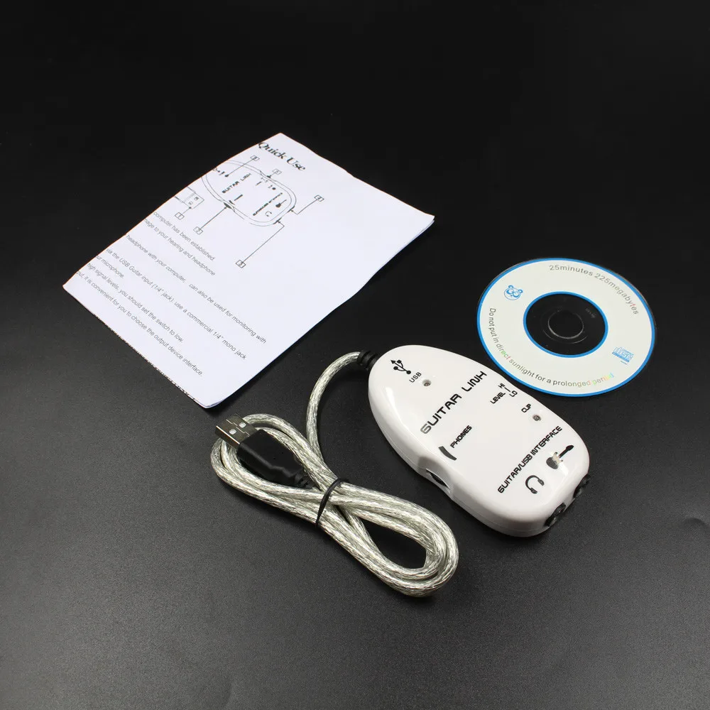 Черный адаптер для электрогитары с USB интерфейсом Соединительный кабель для ПК Recordin гитара USB аудио кабель музыкальные аксессуары Горячая Распродажа A30610