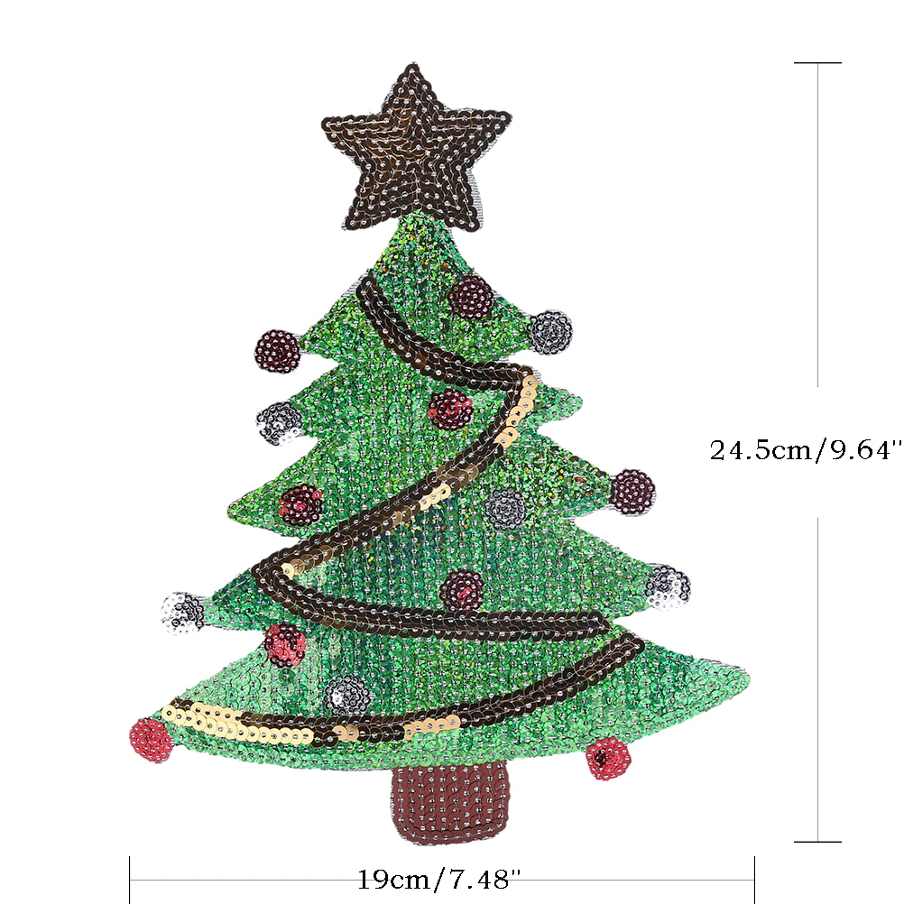 xmas garment accessory cartoon sequins christmas trees patch sequined christmas trees