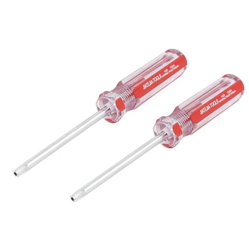 

NFLC 2 Pcs Red Clear Antislip Handle 4mm Magnet Tip T25 Security Torx Screwdrivers