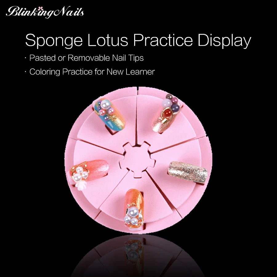 3D Nail Art Training Display Stand Pink Practice Sponge ...