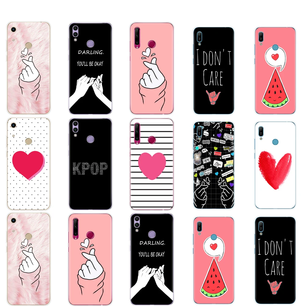 

Case For Huawei Honor 8A PRO 8C 8X 10 i play case back cover for huawei Y5 Y6 Y7 Y9 2019 pro Prime Love on the finger kpop hear