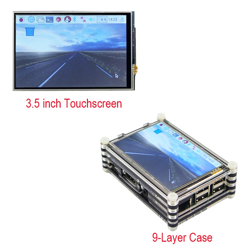 

New Raspberry Pi 3.5 inch Touchscreen LCD Display + Black 9 layer Acrylic Case and Raspberry Pi 3 Model B kit