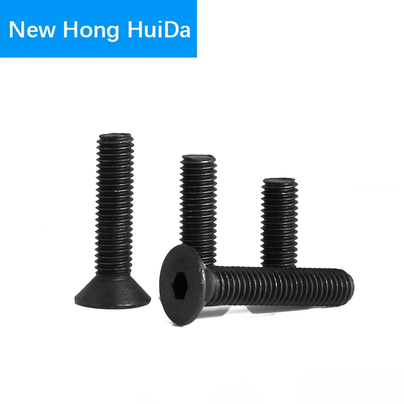 Black Hex Flat Head Socket Cap Machine Screw Countersunk Thread Metric Bolt Grade 10.9 Alloy Steel M2