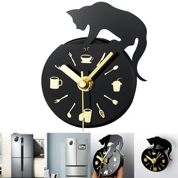 

Kitchen Fridge Cats Clock Mini Lovely Kitten Creatived Magnet Suction Clock Store