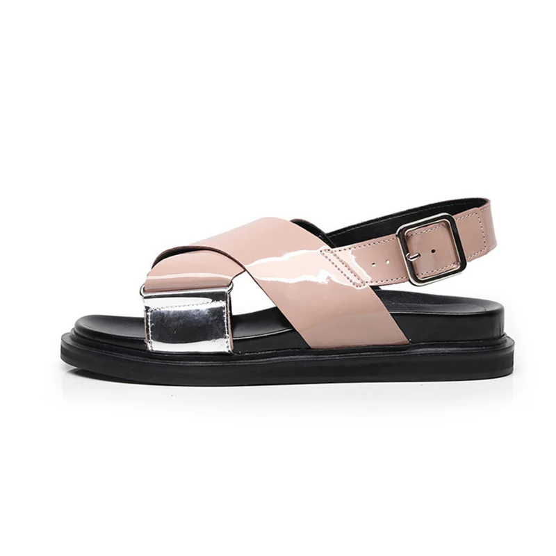 Women Sandals 2019 Summer Casual Leather Gladiator Sandals Women Black Chunky Sandal For Girl Beach Shoes Woman Summer Shoes