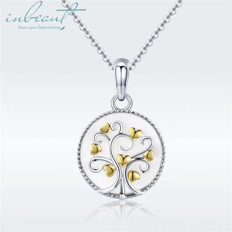 

S925 Sterling Silver 18K Gold Heart Tree of Life Pendant Necklace Original Design Forest Shaped Beads Chain for Teen Girls