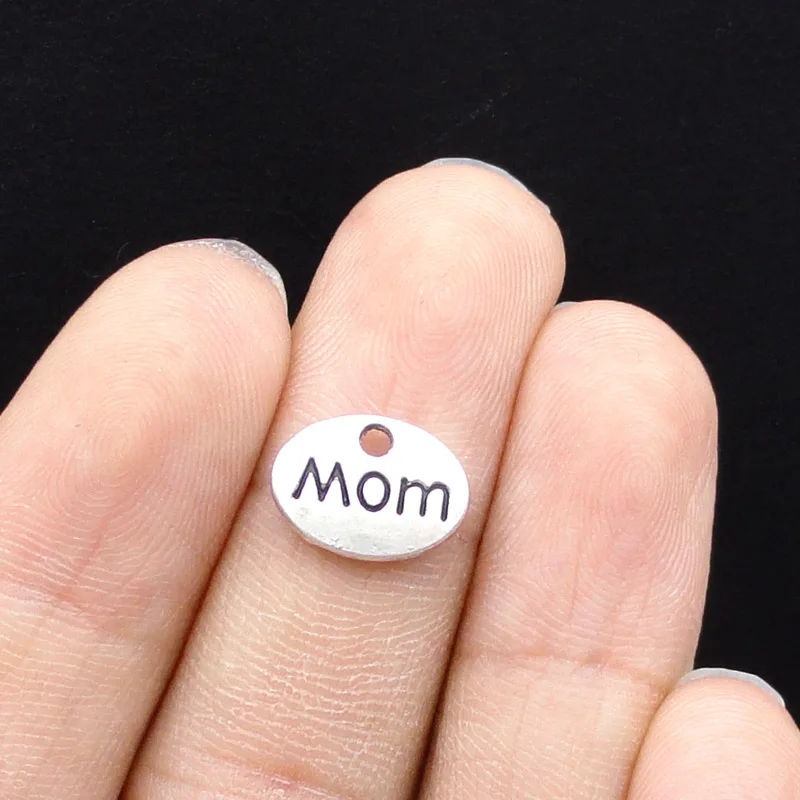100pcs Antique Silver Mom Charms Pendant 2 Sided 12x9mmcharm pendant