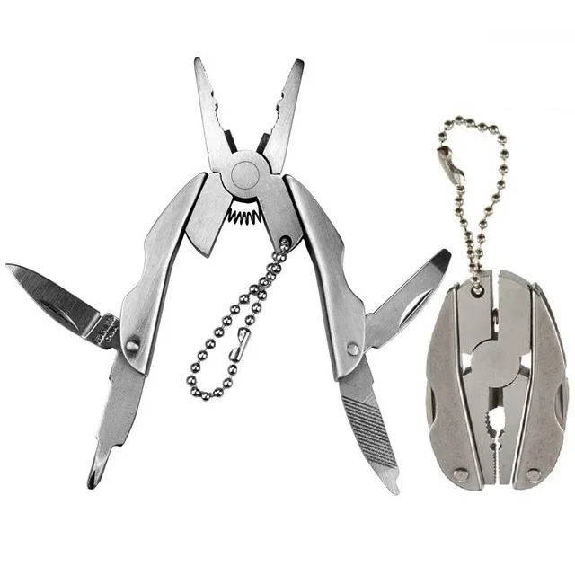 Acero inoxidable al aire libre Portable Multitool alicates cuchillo destornillador llavero Multi Herramientas Mini alicates herramienta Multi