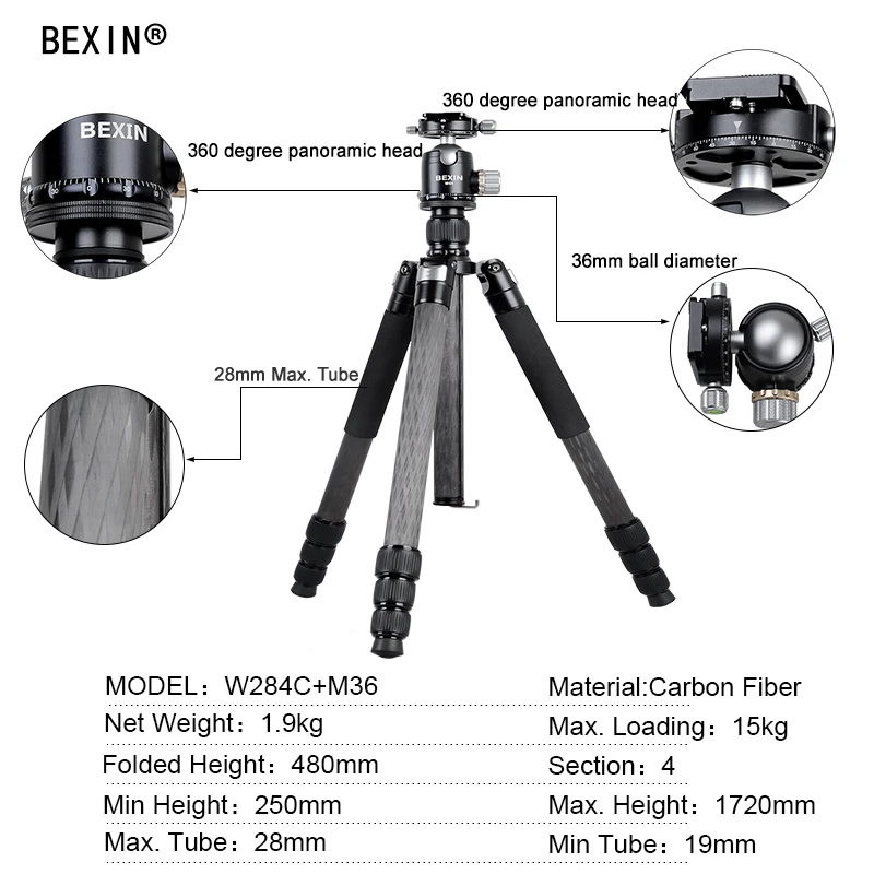 BEXIN легкий портативный путешествия алюминиевый штатив монопод с 720 панорамный профессии шаровой головкой для цифровой Камера