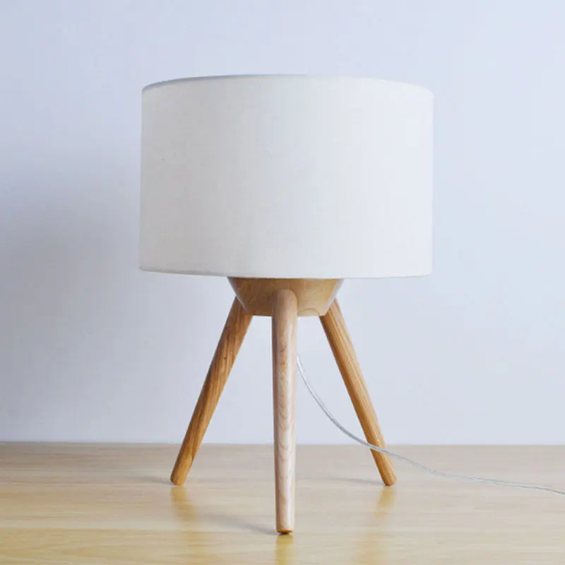 

Modern Simple Create Bedroom Beside Table Lamp Study Room Desk lamp Wood Lighting LED Decoration Fabric Shade Nordic Table light