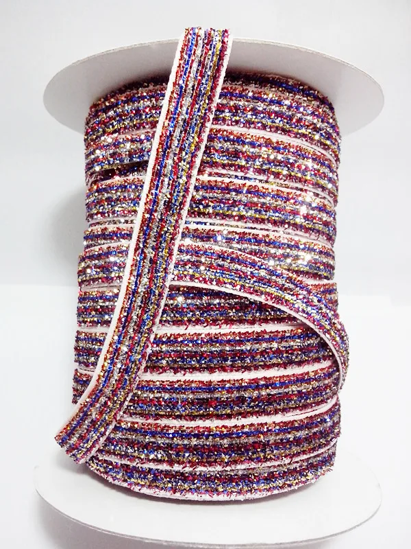 50 yards 3/8 "Sparkle Glitter metallic ribbon Velvet ribbon Headband