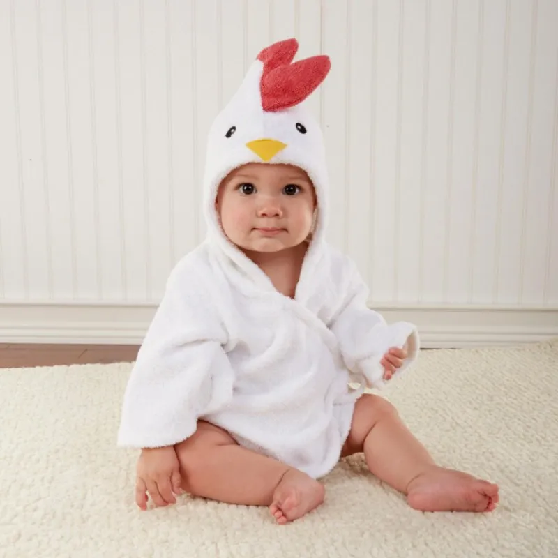 Банный халат с капюшоном для маленьких девочек и мальчиков, банный халат с рисунком животных, махровое одеяло, халат, весенний халат с длинными рукавами - Цвет: White Chick
