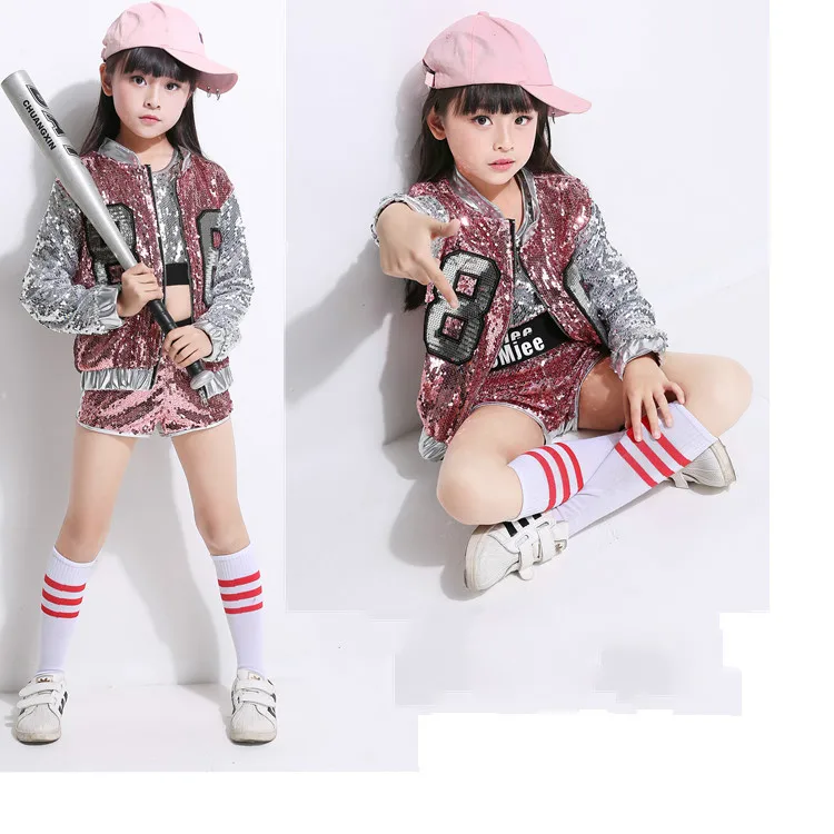 Fashion Children Jazz Dance Clothing Boys Girls Street Dance Hip Hop Costumes Kids Performance Clothes Sets 2-15Years