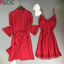 Женский атласный Шелковый женский кружевной халат женские халаты пижамы женский сексуальный халат для женщин Femme