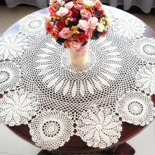 Винтажная Круглая Вязаная Скатерть экрю Doliy 85 см(34 дюйма) круглая